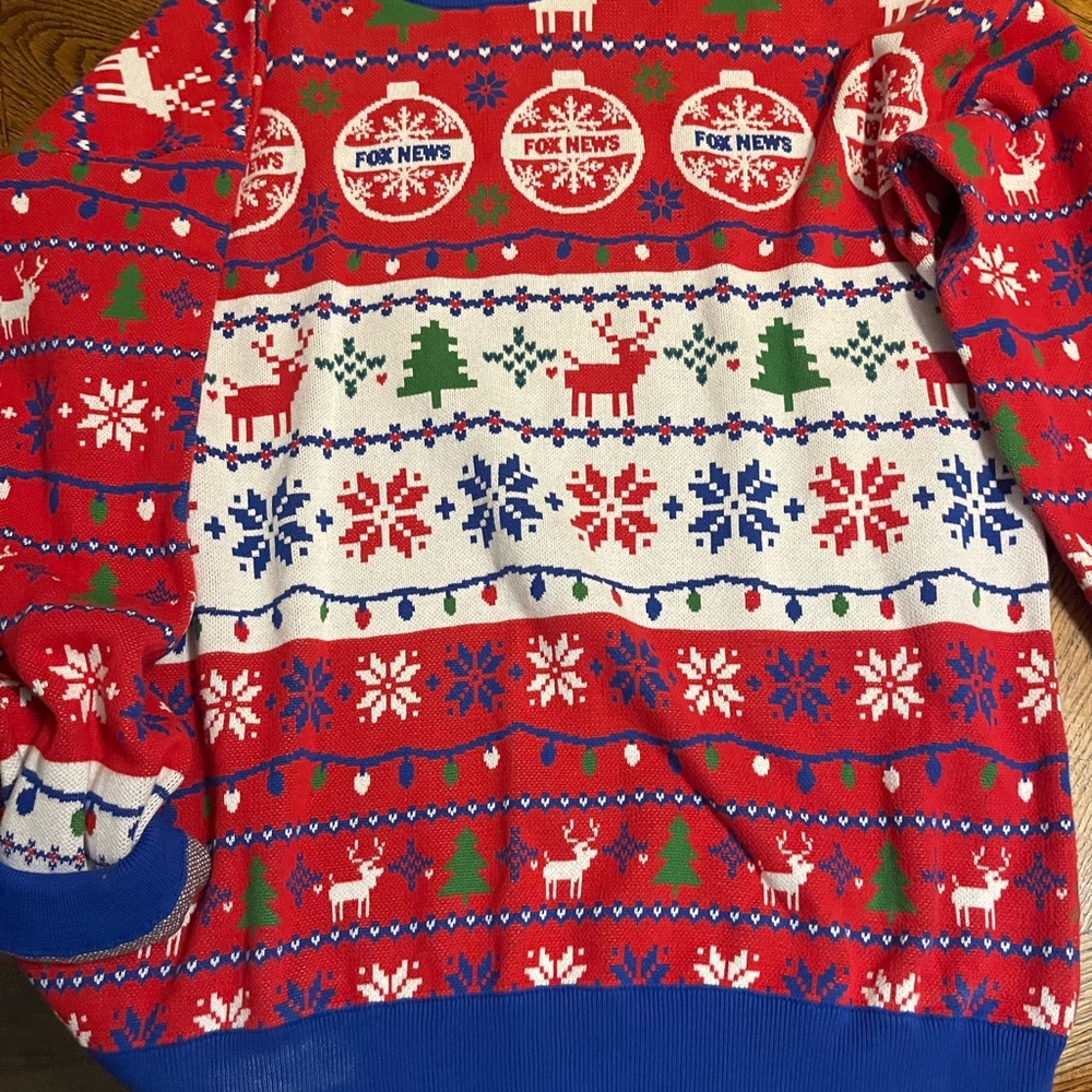 Red Christmas Sweater with Festive Patterns